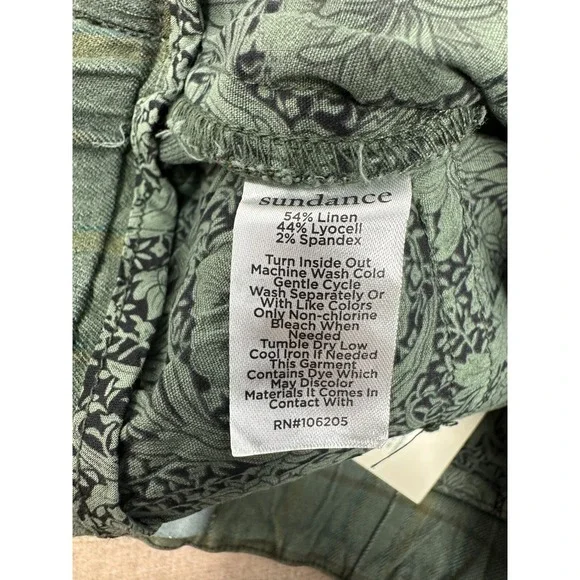 Sundance Ankle Pants Womens Size 2 Sage‎ Green Plaid Linen Blend High Waist - Picture 7 of 12